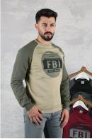 Erkek CAMEL Slim Fit FBI Baskılı Reglan Kol Sweatshirt 95111