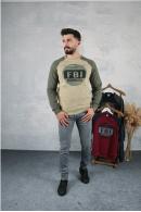 Erkek CAMEL Slim Fit FBI Baskılı Reglan Kol Sweatshirt 95111