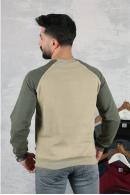 Erkek CAMEL Slim Fit FBI Baskılı Reglan Kol Sweatshirt 95111