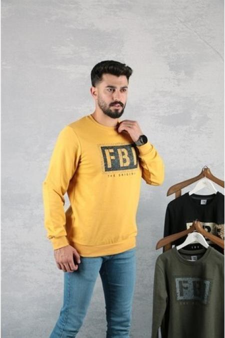 Erkek HARDAL Slim Fit FBI Baskılı Sweatshirt 95116