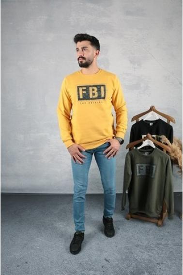 Erkek HARDAL Slim Fit FBI Baskılı Sweatshirt 95116