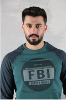 Erkek PETROL Slim Fit FBI Baskılı Reglan Kol Sweatshirt 95111