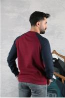 Erkek BORDO Slim Fit FBI Baskılı Reglan Kol Sweatshirt 95111