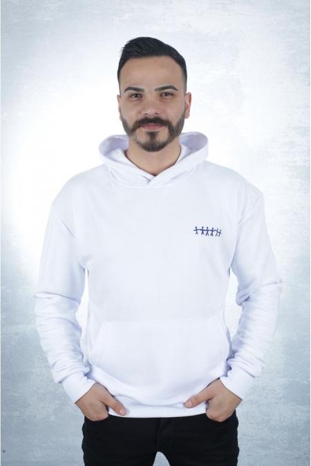 Erkek BEYAZ Slim Fit Kapüşonlu Sweatshirt 95100