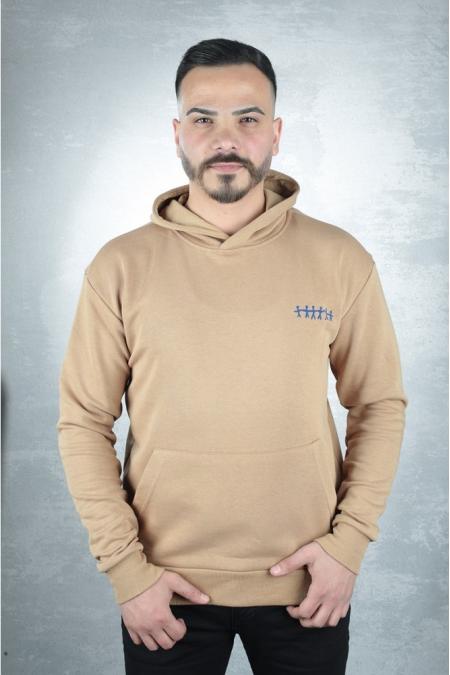 Erkek BEJ Slim Fit Kapüşonlu Sweatshirt 95100