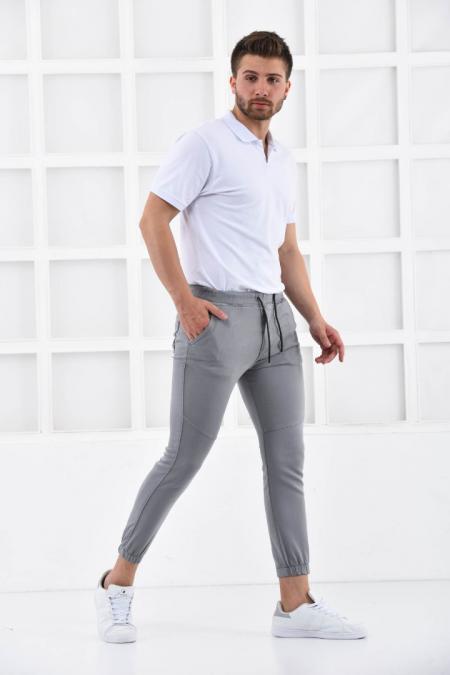 Gri Erkek Süper Skiny Bel ve Paça Lastikli Jogger Pantolon F321574