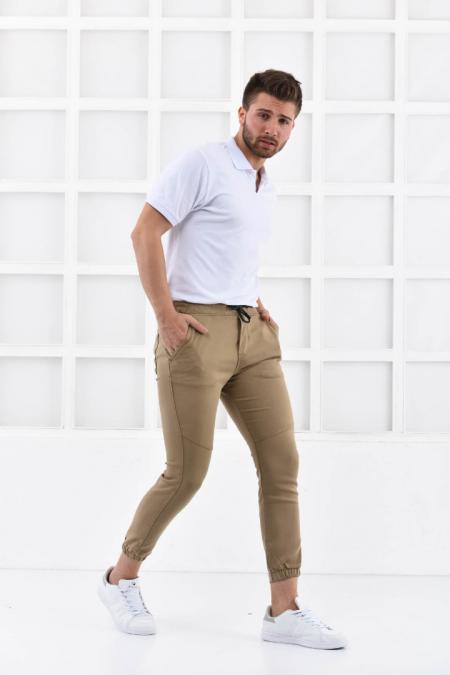 Bej Erkek Süper Skiny Bel ve Paça Lastikli Jogger Pantolon F321574