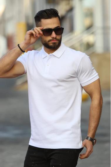 Erkek Polo Yaka Beyaz T-Shirt 5404