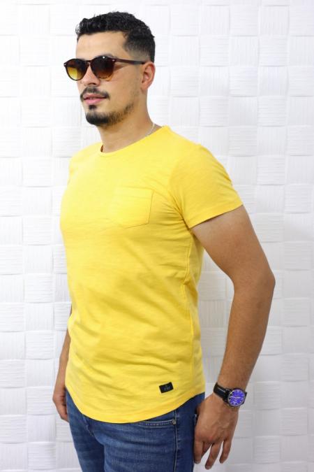  T-Shirt 5300 BİSKİLET YAKA -HARDAL