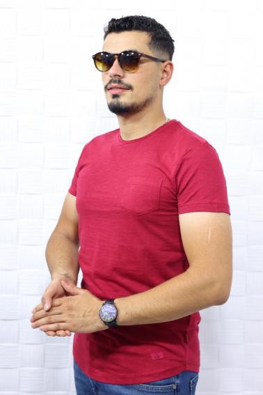  T-Shirt 5300 BİSKİLET YAKA -BORDO