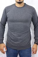 Erkek ANTRASİT Slim Fit  Bisiklet Yaka Dokulu Sweatshirt