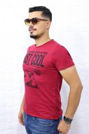 5197 Erkek Baskılı Bordo T-Shirt