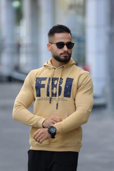 Erkek HARDAL Rahat Kesim FBI Kapüşonlu Sweatshirt-5360