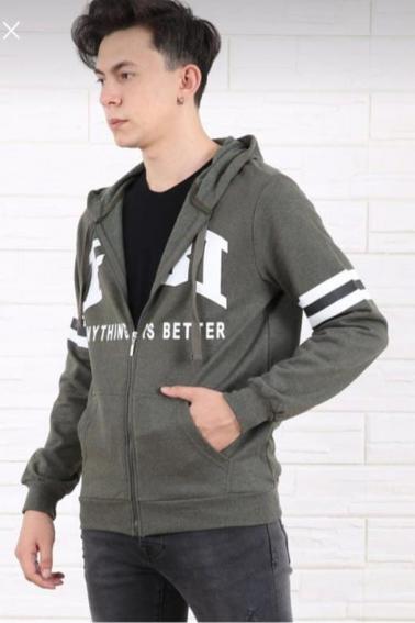 Erkek HAKİ Slim Fit Kapüşonlu Sweatshirt 5241