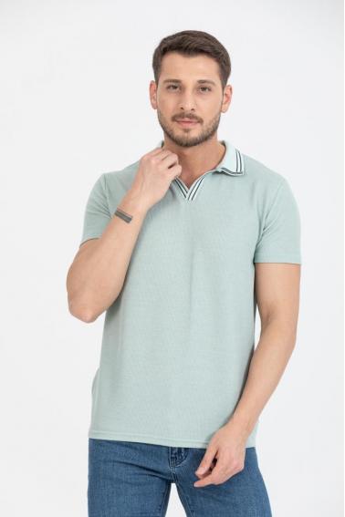 FBI Mint Erkek Polo Yaka Düğmesiz Slim Fit T-Shirt 95129