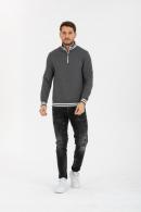 Erkek Antrasit Slim Fit Yarım Fermuarlı Sweatshirt-95101