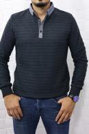 Erkek FÜME Polo Yaka Selanik Sweatshirt Yaka Gabardin detaylı 95043