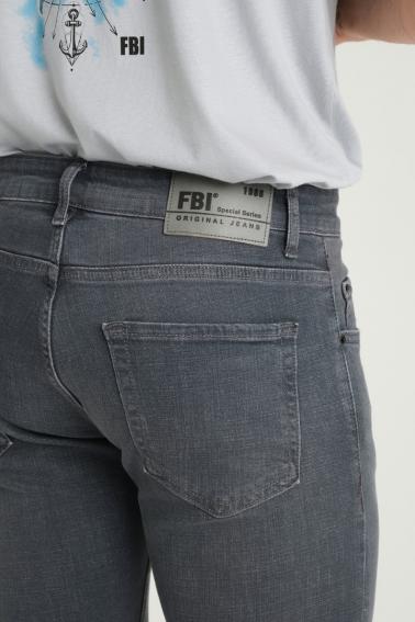 Erkek FBI 950ord183-Grey DİEGO Kot Süper Skiny Yıkamalı Likralı Jean Pantolon