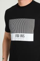 FBI Baskılı Bisiklet Yaka Erkek Siyah T-Shirt 95198