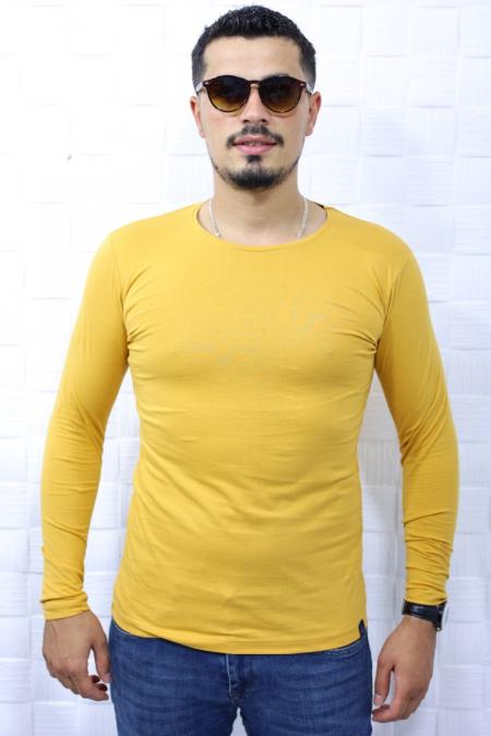 Erkek HARDAL Slim Fit  Bisiklet Yaka Penye Uzun Kol T-Shirt 5376