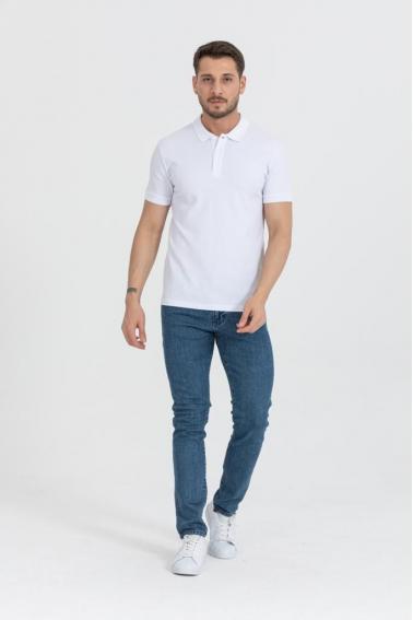 Factor Beyaz Erkek Polo Yaka Likralı Slim Basıc T-Shirt 5507