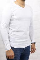 Erkek Beyaz Slim Fit  Bisiklet Yaka Penye Uzun Kol T-Shirt 5377