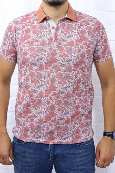 Erkek Bordo Polo Yaka Desenli Modern Kesim Polyester T-Shirt F5210