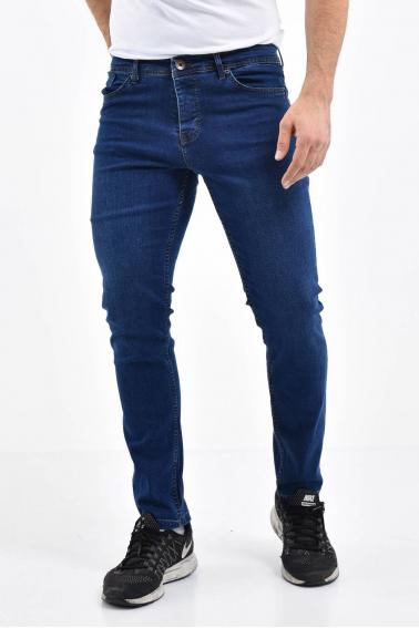 Erkek Lacivert Kot Slim Modern Kesim Yıkamalı Likralı Jean Pantolon L792