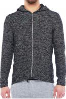 Erkek SİYAH Slim Fit  Kapüşonlu Fermuarlı Sweatshirt Hırka