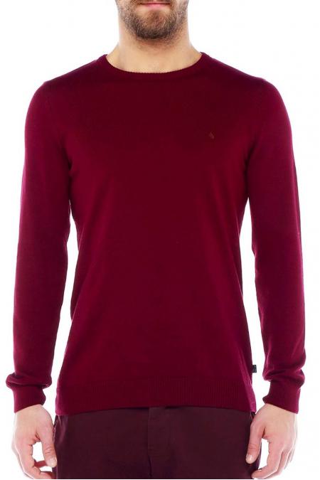 Erkek Bordo Slim Fit Basıc Bisiklet Yaka Triko Kazak 93039