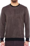 Erkek KAHVE Slim Fit  Bisiklet Yaka Selanik Sweatshirt