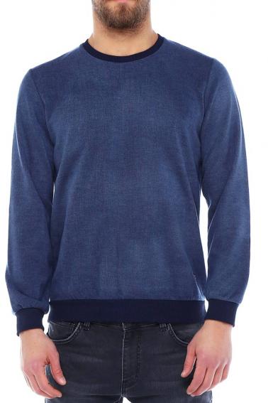 Erkek Lacivert Slim Fit  Bisiklet Yaka Selanik Sweatshirt