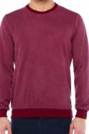 Erkek BORDO Slim Fit  Bisiklet Yaka Selanik Sweatshirt