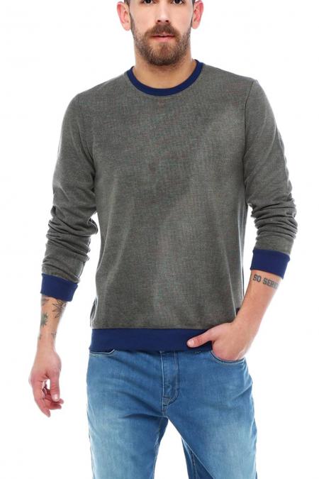 Erkek ANTRASİT Slim Fit  Bisiklet Yaka Selanik Sweatshirt