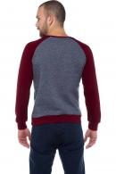 Erkek Kırmızı Slim Fit  Bisiklet Yaka Reglan Kol Baskılı Sweatshirt 95023