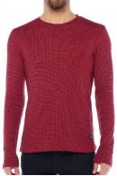 Erkek BORDO Slim Fit  Bisiklet Yaka Dokulu Sweatshirt