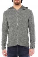 Erkek HAKİ Slim Fit  Kapüşonlu Fermuarlı Sweatshirt Hırka