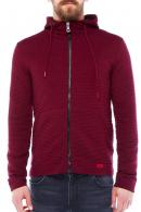 Erkek Bordo Slim Fit Örme Fermuarlı Kapüşonlu Sweatshirt 95037