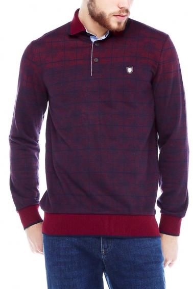 Erkek Bordo Polo Yaka Düğmeli Selanik Sweatshirt 95048