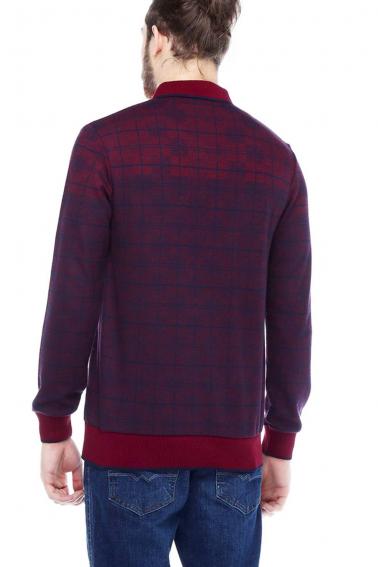 Erkek Bordo Polo Yaka Düğmeli Selanik Sweatshirt 95048