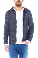 Erkek Lacivert Slim Fit  Kapüşonlu Fermuarlı Sweatshirt Hırka 95026