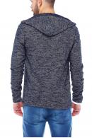 Erkek Lacivert Slim Fit  Kapüşonlu Fermuarlı Sweatshirt Hırka 95026