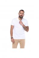 Erkek Beyaz Polo Yaka Pike Likralı Modern Kesim Kısa Kollu T-Shirt F5186