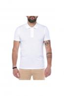 Erkek Beyaz Polo Yaka Pike Likralı Modern Kesim Kısa Kollu T-Shirt F5186