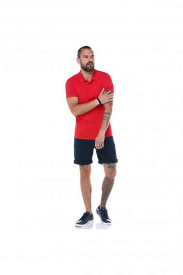 Erkek Kırmizi Polo Yaka Pike Likralı Modern Kesim Kısa Kollu T-Shirt F5186