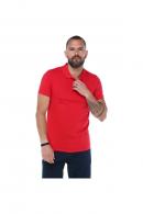 Erkek Kırmizi Polo Yaka Pike Likralı Modern Kesim Kısa Kollu T-Shirt F5186