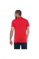 Erkek Kırmizi Polo Yaka Pike Likralı Modern Kesim Kısa Kollu T-Shirt F5186