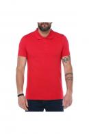 Erkek Kırmizi Polo Yaka Pike Likralı Modern Kesim Kısa Kollu T-Shirt F5186