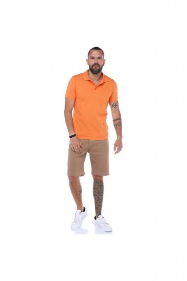 Erkek Kayısı Polo Yaka Pike Likralı Modern Kesim Kısa Kollu T-Shirt F5186