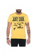 Erkek Hardal Bisiklet Yaka Baskılı Modern Kesim Kısa Kollu T-Shirt 5197